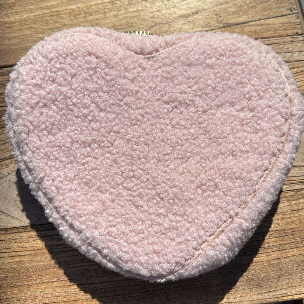 Rare Stoney Clover Lane pink Sherpa Heart pouch!